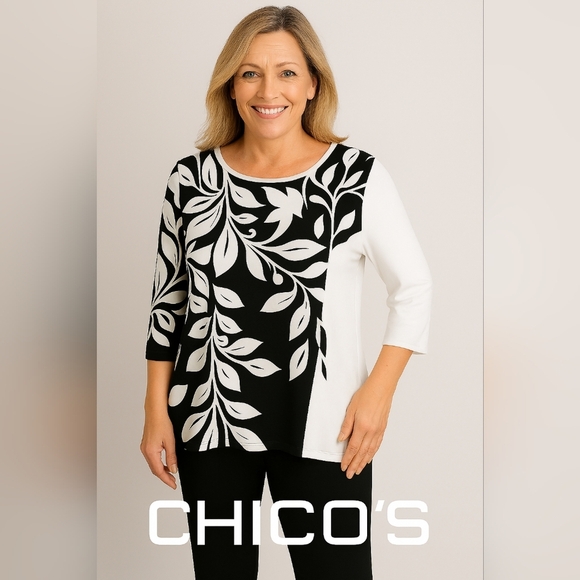 2/$30 CHICO'S Floral Botanical Casual top -(#193) - Picture 1 of 6